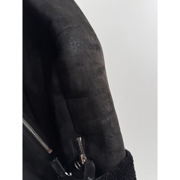 ACNE STUDIOS Velocite Black Leather Shearling Motorcycle Moto Jacket, Size 34/XS - Picture 7 of 16
